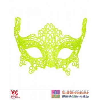 MASCHERA IN PIZZO FLUORESCENTE GIALLO - 04745