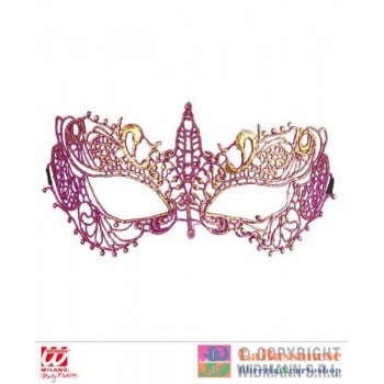 MASCHERA IN PIZZO METALLIZZATO ROSA - 04751