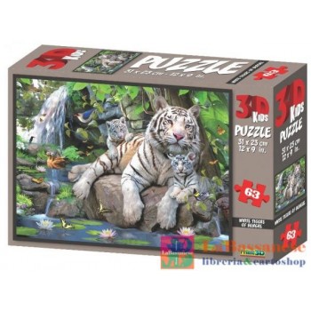 PUZZLE 3D H. ROBINSON: WHITE TIGERS OF BENGAL 63PC - 10639-P3D