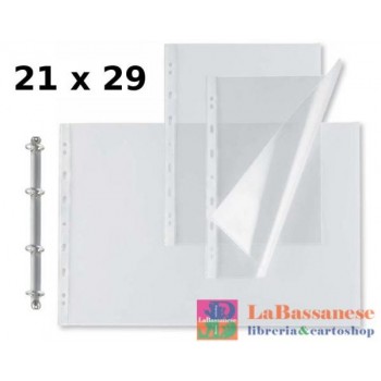 CONFEZIONE 50 BUSTE ATLA T 150 A FORATURA UNIVERSALE IN POLIPROPILENE LISCIO FORMATO A4 (21X29,7CM) - 