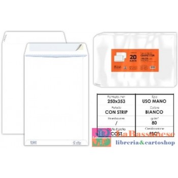 CONF. 20 BUSTE COMPETITOR A SACCO CON STRIP 25X35CM 80G/M2 - 