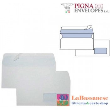 CONF. 25 BUSTE BIANCHE 11X23CM 90G/M2 CON STRIP CON FINESTRA - 