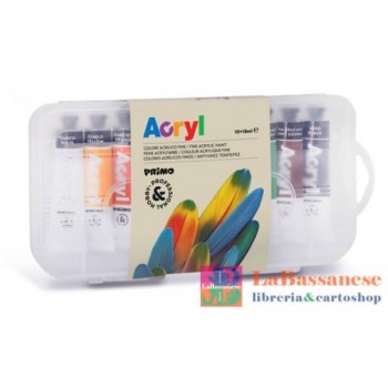 10 TUBETTI ALLUMINIO 18ML DI COLORE ACRILICO FINE IN SCATOLA POLIPROPILENE - 405TA10SP