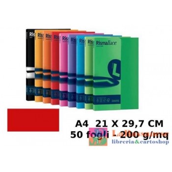 RISMA LUCE CONFEZIONE 50 FOGLI 200 GR A4 ROSSO SCARLATTO - A69C544