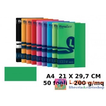 RISMA LUCE CONFEZIONE 50 FOGLI 200 GR A4 VERDE - A69D544