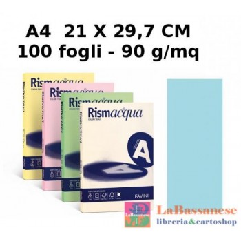 RISMA LUCE CONFEZIONE 100 FOGLI 90 GR A4 CELESTE - A69T144