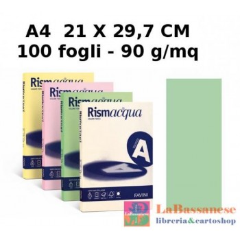 RISMA LUCE CONFEZIONE 100 FOGLI 90 GR A4 VERDE CHIARO - A69P144