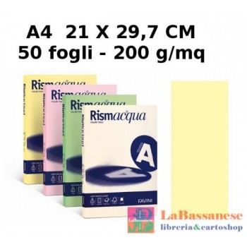 RISMA ACQUA CONFEZIONE 50 FOGLI 200 GR A4 GIALLO TENUE - A692544