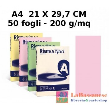 RISMA ACQUA CONFEZIONE 50 FOGLI 200 GR A4 ROSA - A69S544