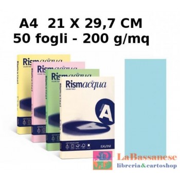 RISMA ACQUA CONFEZIONE 50 FOGLI 200 GR A4 CELESTE - A69T544