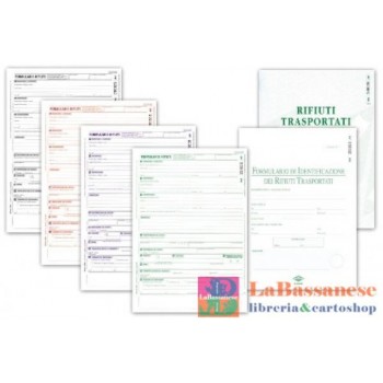 FORMULARIO DI IDENTIFICAZIONE RIFIUTI TRASPORTATI, BLOCCO DI 25/25/25/25 COPIE AUTORICALCANTI (MISURA 29,7X21,5 CM) - DU16581030