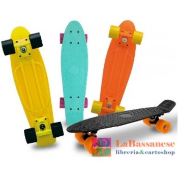 SKATEBOARD COL FLUO ABEC-5 50KG 57CM RUOTE PVC, ATTACCO IN PLASTICA - 51559