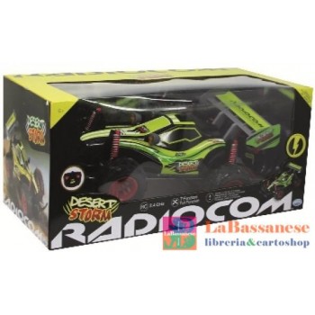 RADIOCOM AUTO RC DESERT STORM PROSCALA 1:12/1:13 MISURA 36 CM FREQUENZA 2.4 GHZ 7 FUNZIONI VELOCITA' 9 KM/H BATTERIE INCLUSE. ES