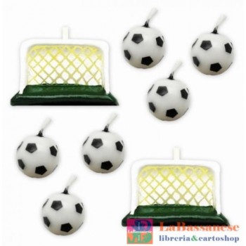 SET 6 CANDELINE PALLONE CALCIO + 2 PORTE - 73178