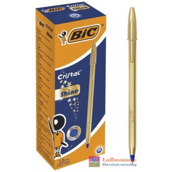 CONFEZIONE 20 PENNE CRISTAL SHINE AD INCHIOSTRO BLU CORPO PENNA ORO - 9213401