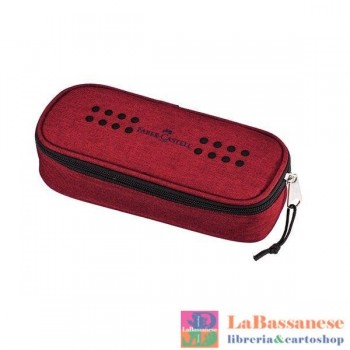 ASTUCCIO OVALINO CON GRIP COLORE ROSSO MARSALA - CON ZIP - 