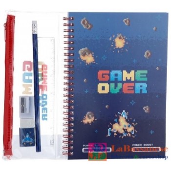 SET PER LA SCUOLA (6 PEZZI) MEMO AD ANELLI & ASTUCCIO GAME OVER - MEMOS02