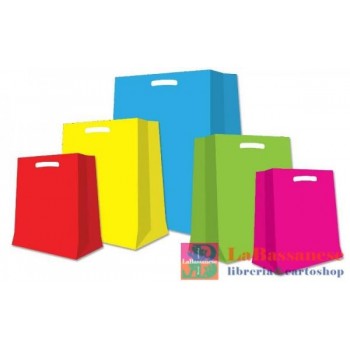 200 SHOPPERS 30X40 A FAGIOLO CON SOFFIETTO RIUTILIZZABILI HD 60 MICRON COLORI ASSORTITI - 