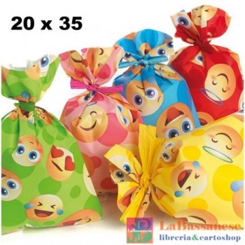 CONFEZIONE 100 BUSTE MISURA 20X35CM FANTASIA EMOTICON - UDH50