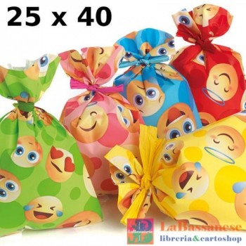 CONFEZIONE 100 BUSTE MISURA 25X40CM FANTASIA EMOTICON - 50PCCK4N 