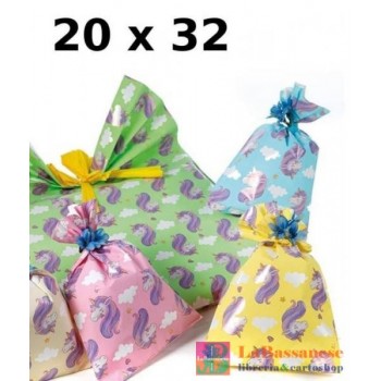 CONFEZIONE 100 BUSTE REGALO TRAMA UNICORNO MISURA 20X32CM - H92PCCKY1