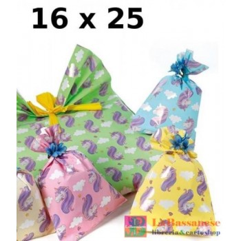 CONFEZIONE 100 BUSTE REGALO TRAMA UNICORNO MISURA 16X25CM - H92PCCK2N