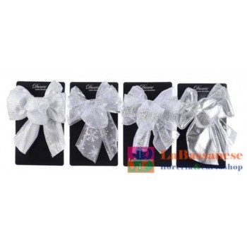 POLYESTER BOW W WIRE 4ASS, COLOUR: SILVER, SIZE: 11X15CM - 442474