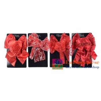 POLYESTER BOW W WIRE 4ASS, COLOUR: RED/SILVER, SIZE: 11X15CM - 442482