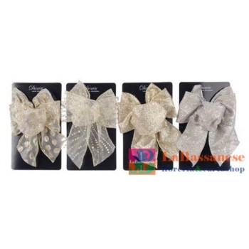 POLYESTER BOW W WIRE 4ASS, COLOUR: NATURAL LINEN, SIZE: 11X15CM - 442494