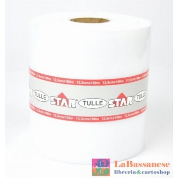 BOBINA TULLE 12,5CM X100M COLORE BIANCO - 1572-A