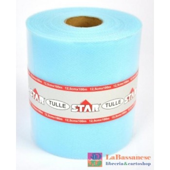 BOBINA TULLE COLORE AZZURRO MISURA 100M X 12,5CM - 1572-E