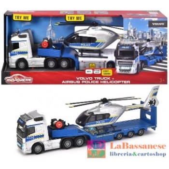 MAJORETTE GRAND SERIES VOLVO FH-16 CAMION POLICE + ELICOTTERO, LUCI E SUONI, CM.35 - 213716000038