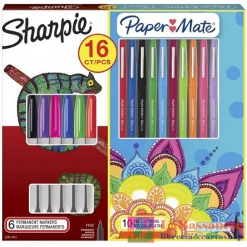 MULTIPACK CON 10 PENNE FLAIR (NERA, BLU, ROSSA, VERDE, MAGENTA , TURCHESE, ARANCIONE, LILAC, ROSA, VERDE CHIARO) + 6 MARCATORI S