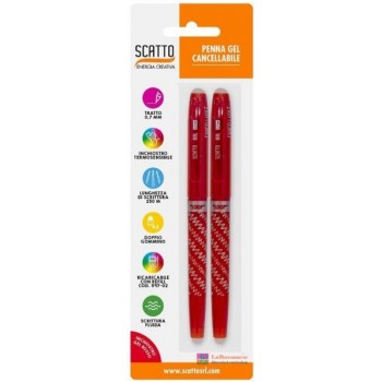 BL. 2 PENNE GEL CANCELLABILI 0.7MM ROSSO - RICARICABILE - 598-02