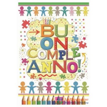 CONF. 12 PZ. BIGLIETTI BUON COMPLEANNO A COLORI - FA00090BC