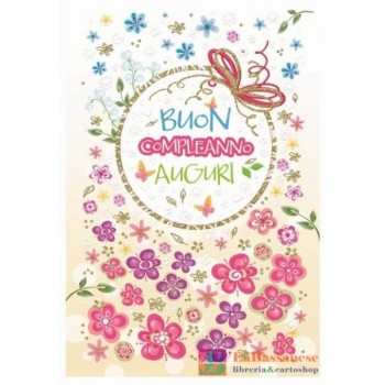 CONF. 12 PZ. BIGLIETTI BUON COMPLEANNO FIORI - FA00120BC