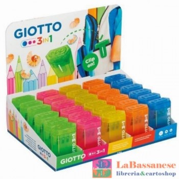 GIOTTO TEMPERAMATITE 3 FORI CON SERBATOIO E CLIP - COLORI ASSORTITI - F232100