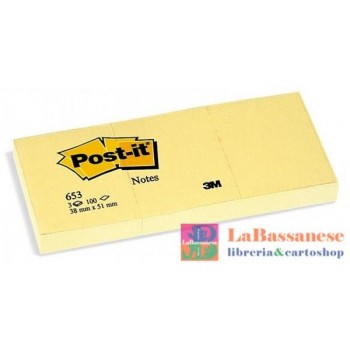 CF.3 X BLOCCHETTI POST-IT GIALLO CANARY 38X51MM 100FF CONF DA 4 SET DI BLOCCHETTI - 653--7100172745