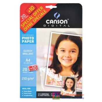 CONFEZIONE 30 FOGLI CARTA FOTOGRAFICA FORMATO A4 210X297 210GR/M2 GLOSSY BRILLANTE - 