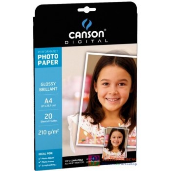 CONFEZIONE 20 FOGLI CARTA FOTOGRAFICA GLOSSY 210GR/M2 FORMATO A4 - 4324