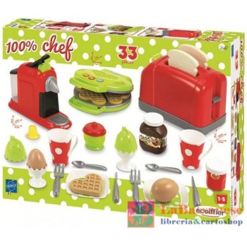 100% CHEF MAXI SET PER LA COLAZIONE CON TOSTAPANE, MACCHINA DEL CAFFE' E PIASTRA WAFFLE - 7600002647