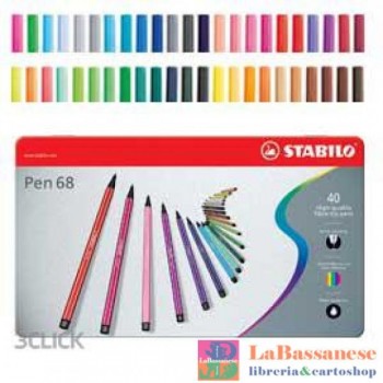 STABILO-SCATOLA METALLO 40 PENNARELLI PEN 68- (Cod. 6840-6)