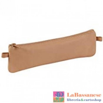 CUIR NATUREL Trousse plate 22x6 cm