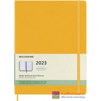 2023-12 MONTHS, WEEKLY NOTEBOOK. EXTRA-LARGE, HARD COVER, ORANGE YELLOW
