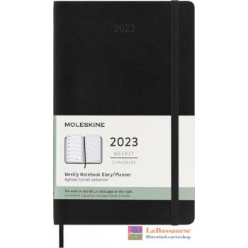 2023-12 MONTHS, WEEKLY NOTEBOOK. LARGE, SOFT COVER, BLACK