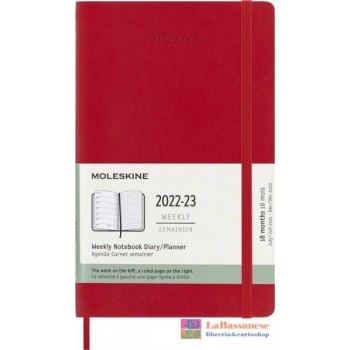 22-23 AGENDA-18 MONTHS, WEEKLY NOTEBOOK. LARGE, SOFT COVER, SCARLET RED