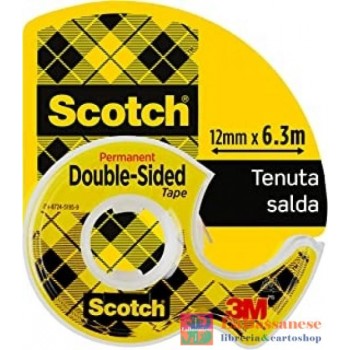 SCOTCH NASTRO BIADESIVO TRASPARENTE 665- ROTOLO 12MM X 6.3M. CONFEZIONE DA 10 ROTOLI + 2 COMPRESI NEL PREZZO - 17029--7000091511