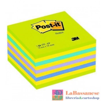 CUBO DA 450 FOGLIETTI POST-IT COLORI AZZURRO-VERDE 76X76 - 