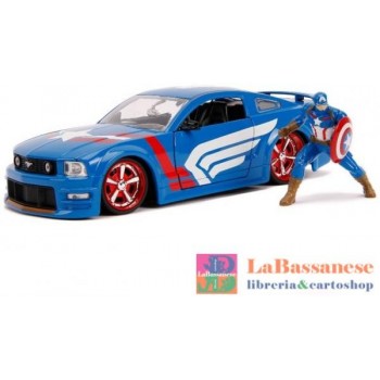 MARVEL CAPTAIN AMERICA 2006 FORD MUSTANG GT IN SCALA 1:24 DIE-CAST CON PERSONAGGIO DI CAPTAIN AMERICA IN DIE CAST - 253225007