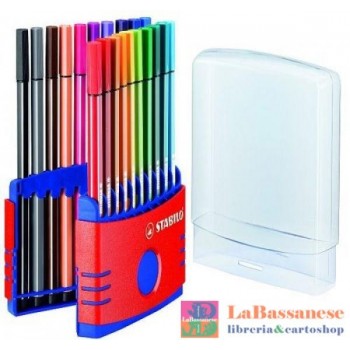 STABILO PEN 68 COLORPARADE, SCATOLA IN PLASTICA BLU/ROSSO DA 20 COLORI ASS. - 6820-04